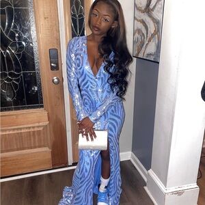 Elegant Blue Sequin Dress